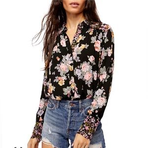 Free People  “Hold On To Me” Floral Blouse SZ Small